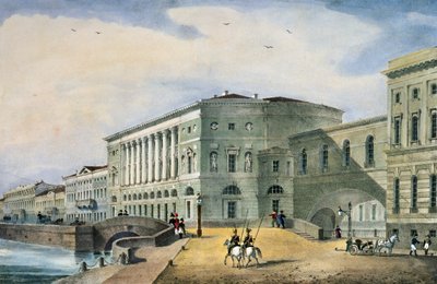مسرح الأرميتاج كما رأينا من جزيرة فاسيلي ، 1822 بواسطة المدرسة الروسية