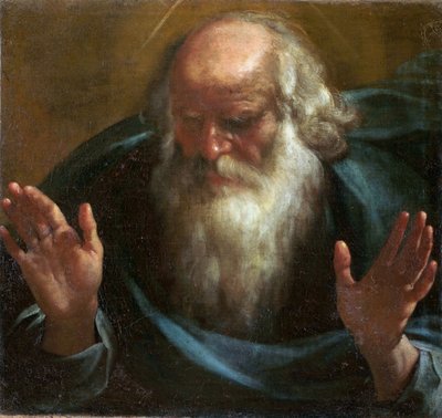 "Dieu le pere" (الله الآب) لوحة لروتيليو مانيتي (1571-1639) أوائل القرن السابع عشر ألوان زيتية على قماش قاتمة 60x63 سم Oratorio di San Bernardino e Museo Diocesano، Siena بواسطة راتيليو مانيتي