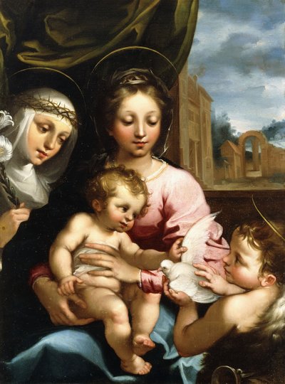 مادونا والطفل مع القديسة يوحنا المعمدان وسانت كاترين من سيينا ، c.1597-1612 بواسطة راتيليو مانيتي