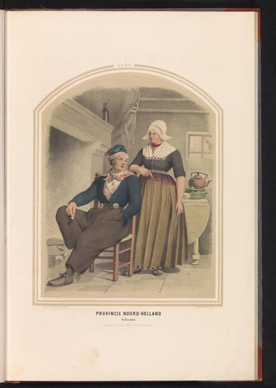 الأزياء التقليدية لفوليندام في شمال هولندا ، 1857 مقاطعة شمال هولندا. Vollendam / XXXV (العنوان على الكائن) بواسطة فالنتين بينغ