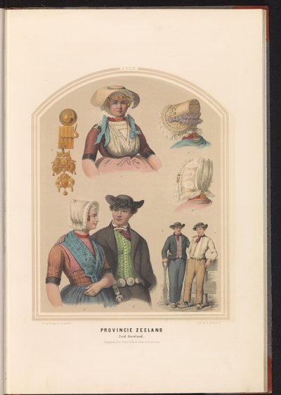 الزي التقليدي لجزيرة زويد بيفيلاند في زيلاند ، 1857 مقاطعة زيلاند. South Beveland / XXXII (العنوان على الكائن) بواسطة فالنتين بينغ
