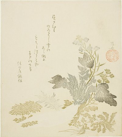 الفجل العملاق (دايكون) والأقحوان والسراخس بواسطة Ryuryukyo Shinsai