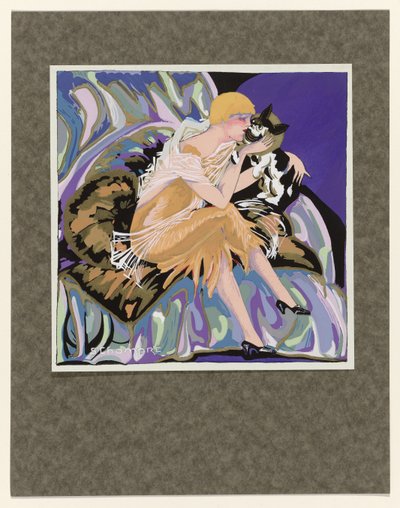 Femmes Modernes ، 1926: امرأة جالسة مع قطة بواسطة S Chompré