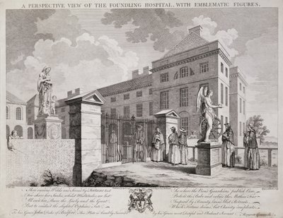 صورة منظورية لمستشفى اللقيط بأشكال رمزية ، 1749 بواسطة S. Vale