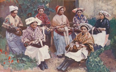 مجموعة من صانعي الدانتيل (طباعة حجرية ملونة) بواسطة سابين بارينج جولد