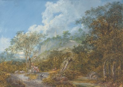 منظر أركادي مع مسلة ، 1785. بواسطة سالومون جيسنر