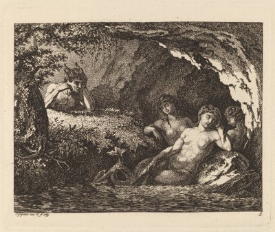 ثلاث نقوش نائمة مع ساتير ، 1769. بواسطة سالومون جيسنر