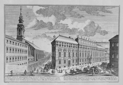 منظر ل Dorotheergasse يظهر Stallburg وكنيسة دير Dorotheum التي نقشها Hieronymous Sperling (1695-1777) بواسطة سالومون الصغير