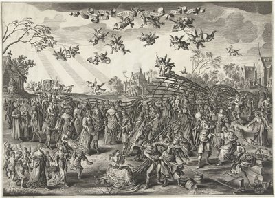 فخ الزواج: حكاية الزواج صورة huwelyx تحت ستار fuyk (العنوان على الكائن) بواسطة Adriaen Pietersz van de Venne