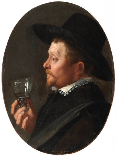 "صورة لرجل يحمل كأس رويمر" (رجل يحمل رومر) لوحة لسالومون دي براي (1597-1664) زيت على نحاس بواسطة سالومون دي براي