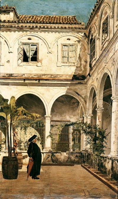 "" الأب سالابوت في دير القديس فرنسوا في قادس (قادس) "لوحة رسمها سلفادور فينيغرا ولاسو (1862-1915) 1881 قادس. متحف قادس. إسبانيا بواسطة سلفادور فينيغرا إي لاسو دي لا فيغا