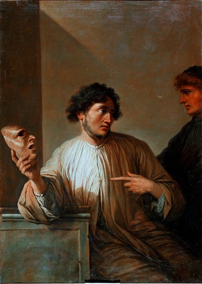 Allegorie مستلقية في شكل رجل يحمل قناعًا. لوحة سالفاتور (سالفاتور) روزا (1615-1673) 1651 صن. 136x96 سم فلورنسا ، قصر بيتي بواسطة سلفاتور روزا