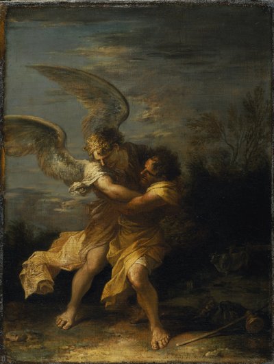 Jacob wrestling with the angel (oil on canvas) بواسطة سلفاتور روزا