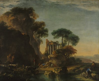 أطلال في المناظر الطبيعية الصخرية ، ج. 1640. بواسطة سلفاتور روزا