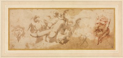 ورقة الدراسات الساخرة Amorini Riding Phalli، c. 1650. بواسطة سلفاتور روزا