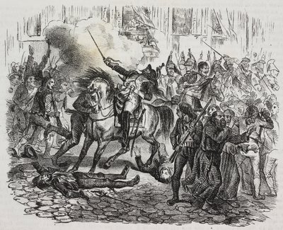 تمرد مدريد ، الطباعة الحجرية لسلفاتوري بوليا من تاريخ نابليون بواسطة سيزار مالبيكا (1804-1848) من بوليوراما بيتوريسكو ، رقم 47 ، 1 يوليو بواسطة سلفاتور بوليا