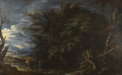 المناظر الطبيعية مع عطارد و Dishonest Woodman ، كاليفورنيا 1663. بواسطة سالفاتور روزا