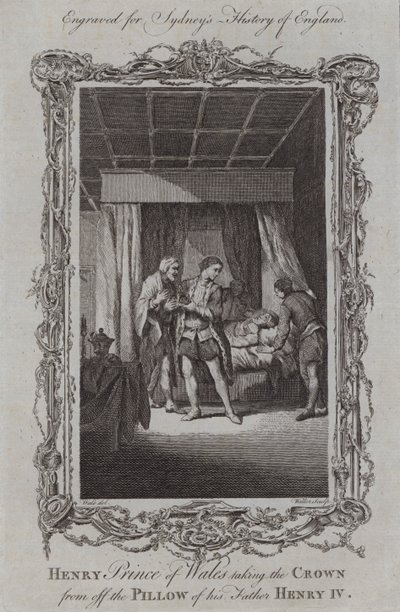 Henry Prince of Wales taking the Crown from off the Pillow of his Father Henry IV (engraving) بواسطة صموئيل (بعد) الحيتان