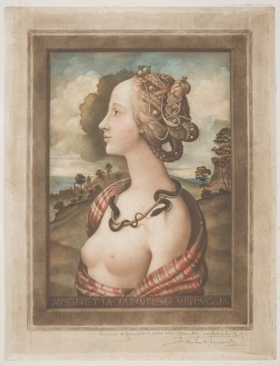 Simonetta Vespucci ، c1900 (لون ميزوتينت على ورق منسوج كريمي) بواسطة صموئيل أرلينت إدواردز