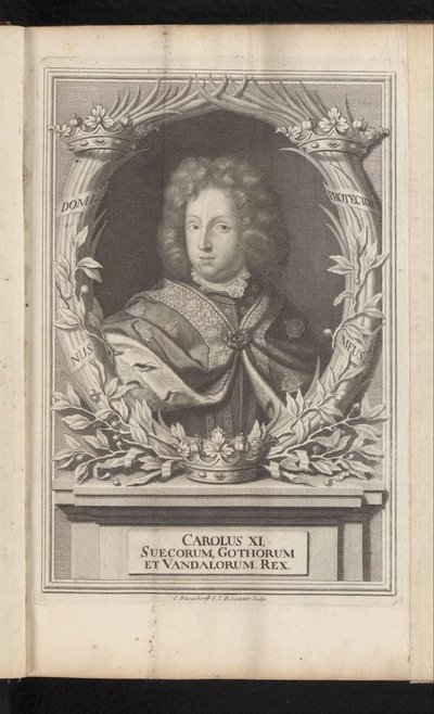 Portret van Karel XI van Zweden تشارلز الحادي عشر ، ملك القوط والوندال السويديين (العنوان على الكائن) السويد القديمة والحديثة (عنوان السلسلة) بواسطة صموئيل بليسيندورف