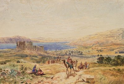طبريا على بحيرة طبريا ، حوالي 1850 (ألوان مائية على ورق) بواسطة صموئيل بوغ