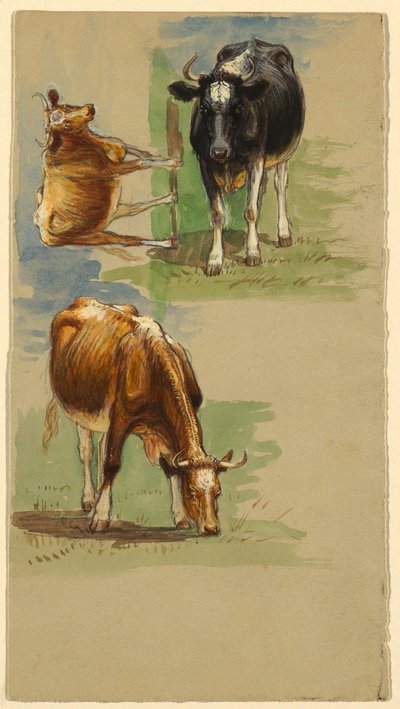 رسم، ماشية، عجول، 1875-80 بواسطة صموئيل كولمان