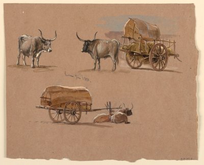 رسم، عربات أوكسكارت، روما، إيطاليا، يناير 1873 بواسطة صموئيل كولمان