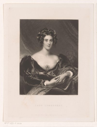 Portret van Sarah Garay Lyndhurst ليدي ليندهورست (العنوان على الكائن) بواسطة صموئيل كوزينز