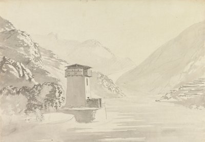 منظر من الجسر في Wandepore [Wangdu Phodrang] بواسطة صموئيل ديفيس