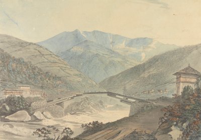 منظر بالقرب من Tassisudon [Tashicho Dzong] في بوتان بواسطة صموئيل ديفيس