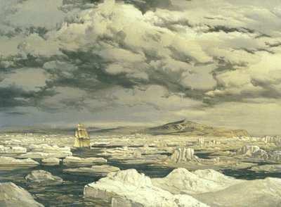 أول اكتشاف للأرض من قبل محقق HMS ، 6 سبتمبر 1850 ، محفور بواسطة E. Walker ، 1854 بواسطة Samuel Gurney Cresswell