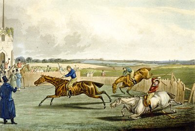 Forth Mile, from Steeplechasing, engraved by Charles Hunt (1829-1900) (colour litho) بواسطة صموئيل هنري (بعد) ألكين