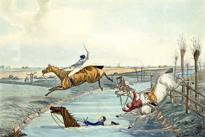 Second Mile, from Steeplechasing, engraved by Charles Hunt (1929-1900) (colour litho) بواسطة صموئيل هنري (بعد) ألكين