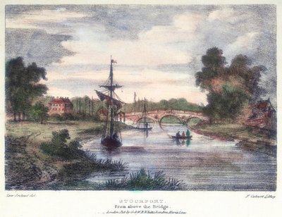 Stourport-on-Severn ، Worcestershire ، من فوق الجسر ، c1795. بواسطة صموئيل أيرلندا
