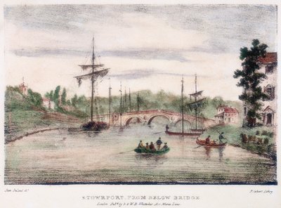 ستوربورت أون سيفيرن ، ورسيسترشاير ، من أسفل الجسر ، c1795. بواسطة صموئيل أيرلندا