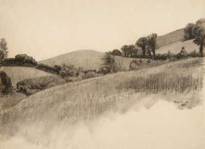 منظر طبيعي ريفي ، 1884 (فحم على ورق مصقول) بواسطة Samuel Isham