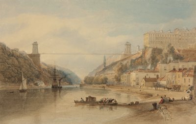 الجسر المعلق المقترح من Rownham Ferry ، c. 1836 بواسطة صموئيل جاكسون