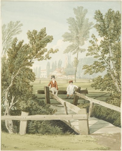 Two Boys on a Stile at Brislington Brook, c.1824 (pencil & watercolor on paper) بواسطة صموئيل جاكسون