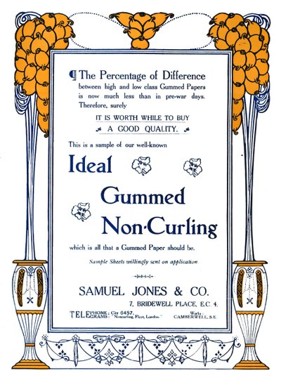 صموئيل جونز وشركاه - إعلان Gummed Non-Curling ، 1919 بواسطة صموئيل جونز