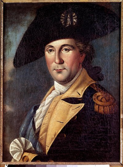 صورة لجورج واشنطن (1732-1789) ممثل بالزي صورة ممثل جورج واشنطن (1732-1789) بالزي العام ، مع وشاح القائد العام للجيش القاري - رسم لصموئيل كينج (1748-1819) بواسطة صموئيل كينج