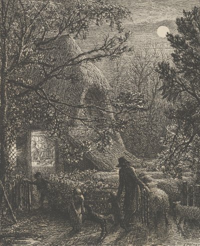 عيد الميلاد ، أو طي الخراف الأخير ، 1850. بواسطة صموئيل بالمر