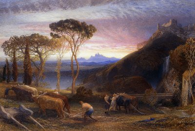 رسم توضيحي لـ "Lycidas" لميلتون ، عام 1864 (ألوان مائية مزينة بلون الجسم) بواسطة صموئيل بالمر