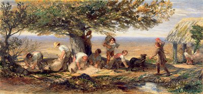The Sheepshearers، c.1863 (ألوان مائية ولون الجسم فوق آثار قلم رصاص على ورق) بواسطة صموئيل بالمر