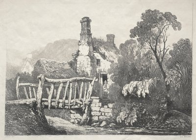 سلسلة من المباني القديمة والبيوت الريفية في شمال إنجلترا: بالقرب من Byland ، 1821. بواسطة صموئيل بروت
