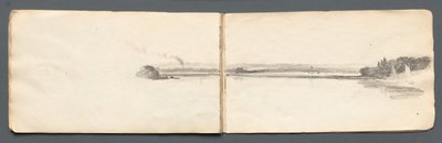كراسة الرسم: منظر طبيعي مع قوارب شراعية ، 1814. بواسطة صموئيل بروت