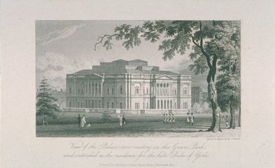 منظر لمنزل يورك وحديقة غرين بارك ، c.1800 بواسطة صموئيل رولي