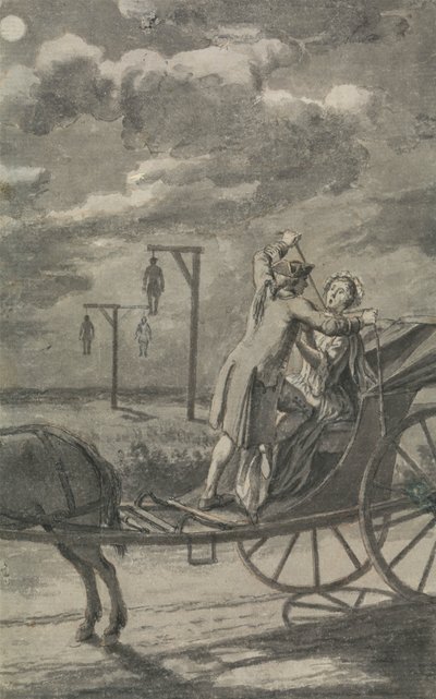 جريمة قتل في عربة (على الأرجح تصميم لـ Tyburn Chronicle) بواسطة صموئيل ويل