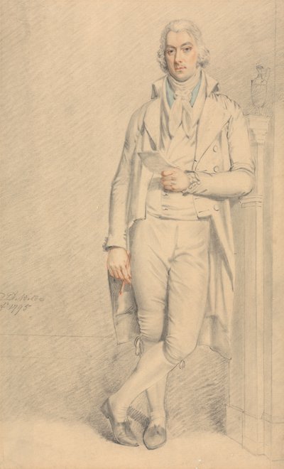 رجل نبيل ، كامل الطول ، يحمل ورقة وقلم رصاص بواسطة Samuel de Wilde