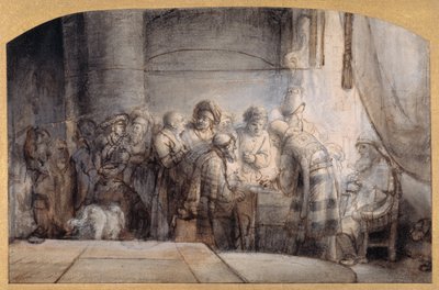 تسلم يهوذا الثلاثين قطعة من الفضة حوالي عام 1640 (قلم وحبر على طباشير أحمر فوق ورق على ورق) بواسطة صموئيل فان هوغستراتن