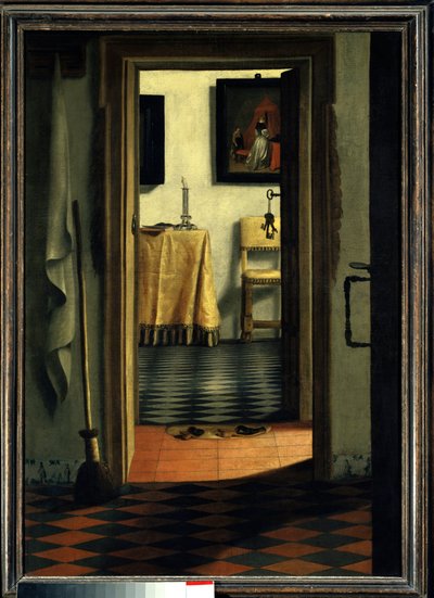 النعال داخل منزل في هولندا - رسم صامويل هوغستراتن (1626-1678) (ec flam) القرن السابع عشر الشمس 1،03x0،70 م باريس ، متحف اللوفر بواسطة صموئيل فان هوغستراتن